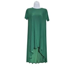 Sololafe To The Left Dress Green Short Sleeve‎ High Low Hem Casual Dress